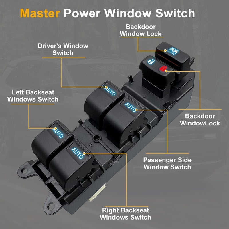 BELGEMAY Power Window Switch with Auto-Up/Down & Ice Blue Backlight - Compatible with 2007-2012 Toyota RAV4 (OE# 84820-12520) Plug & Play, Includes Pry Tool - Image 5